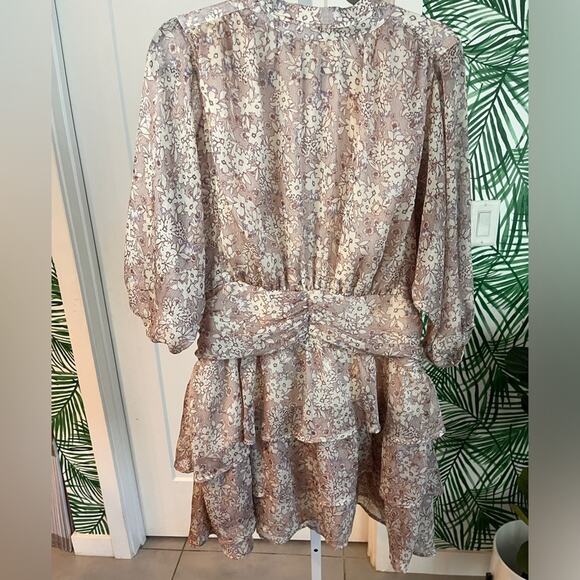 Fate Long Sleeve Boho Tiered Floral Mock Neck Dress Large - Picture 2 of 10